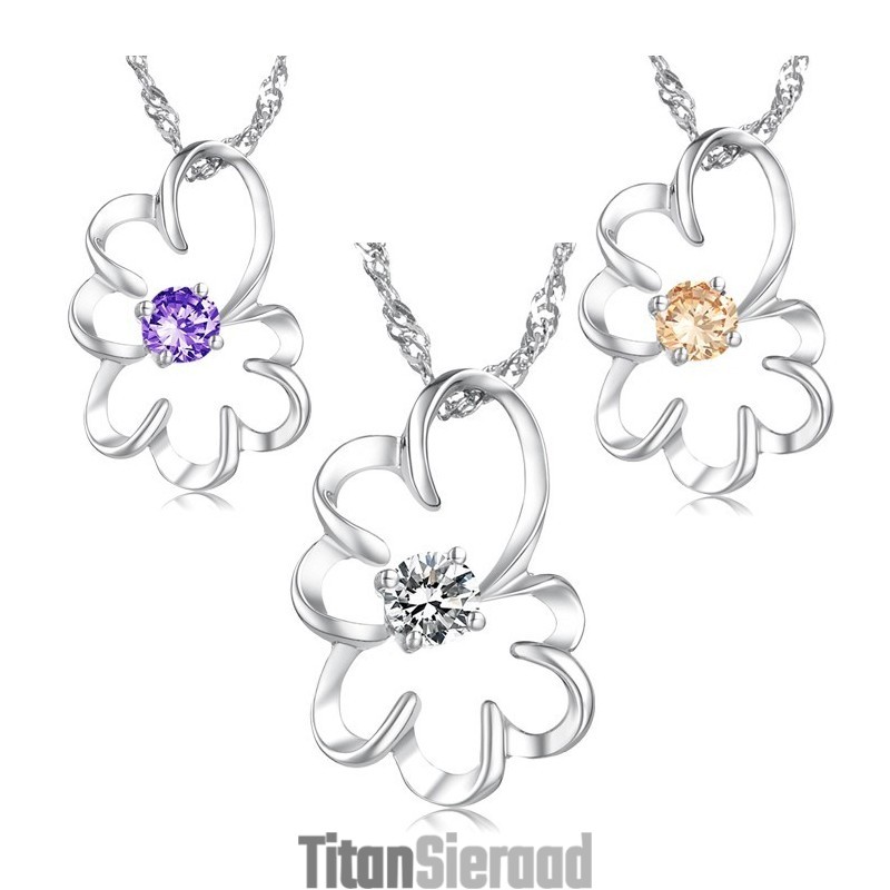 Breed Scala Aan Vrouwelijke Paarse Platina Titanium Ketting Met Diamant