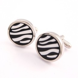 Titanium Zebras Ronde Manchetknopen