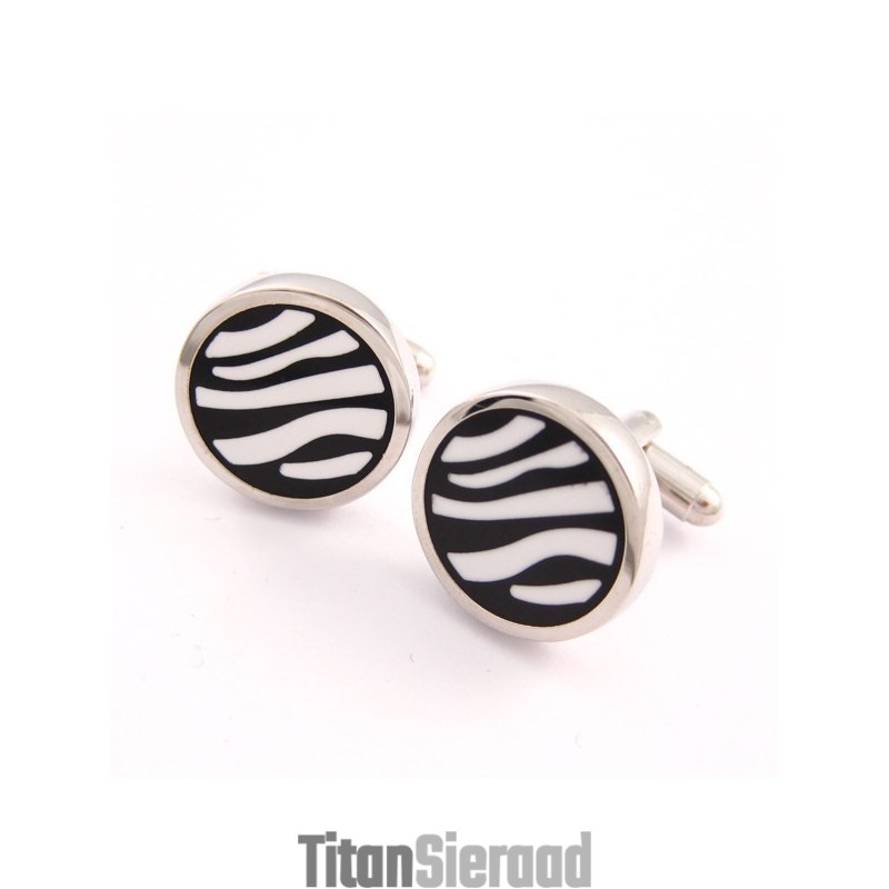 Titanium Zebras Ronde Manchetknopen Titanium Zebras Ronde Manchetknopen