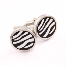 Titanium Zebras Ronde Manchetknopen