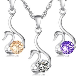 Betrouwbare Reputatie Vrouwelijke Zwaanvorm Platina Titanium Ketting Met Diamant