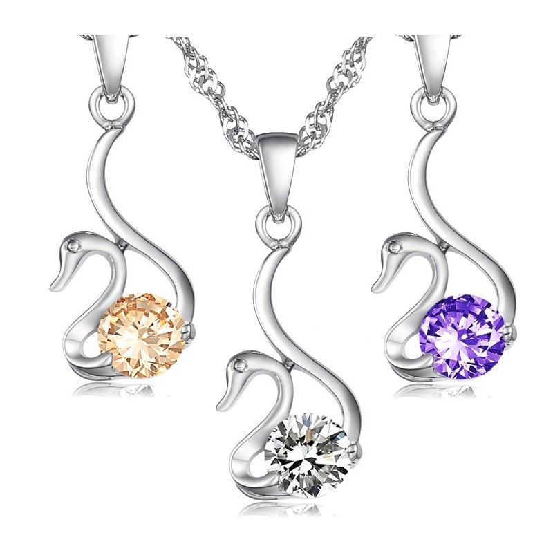 Betrouwbare Reputatie Vrouwelijke Zwaanvorm Platina Titanium Ketting Met Diamant Betrouwbare Reputatie Vrouwelijke Zwaanvorm Platina Titanium Ketting Met Diamant