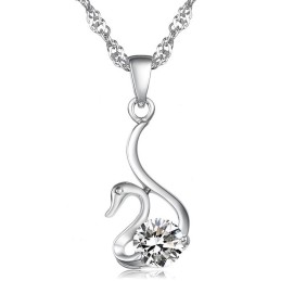 Betrouwbare Reputatie Vrouwelijke Zwaanvorm Platina Titanium Ketting Met Diamant