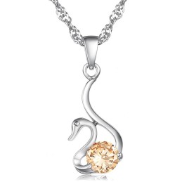 Betrouwbare Reputatie Vrouwelijke Zwaanvorm Platina Titanium Ketting Met Diamant