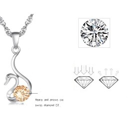 Betrouwbare Reputatie Vrouwelijke Zwaanvorm Platina Titanium Ketting Met Diamant