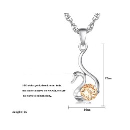 Betrouwbare Reputatie Vrouwelijke Zwaanvorm Platina Titanium Ketting Met Diamant
