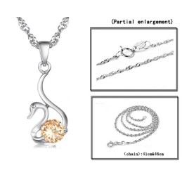 Betrouwbare Reputatie Vrouwelijke Zwaanvorm Platina Titanium Ketting Met Diamant