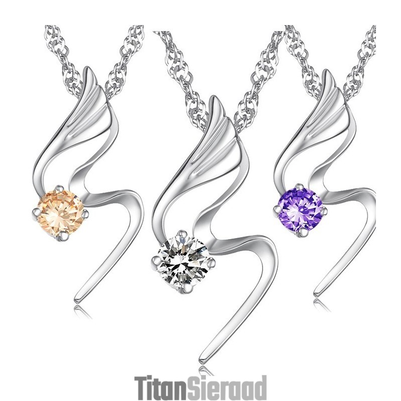 Betrouwbare Kwaliteit Vrouwelijke Platina Plating Titanium Ketting Met Diamant