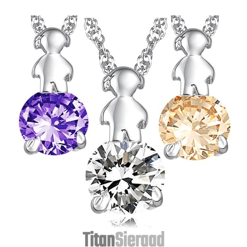 Duurzame, In Gebruik Zijnde, Vrouwelijke Platina Titanium Ketting Met Diamant