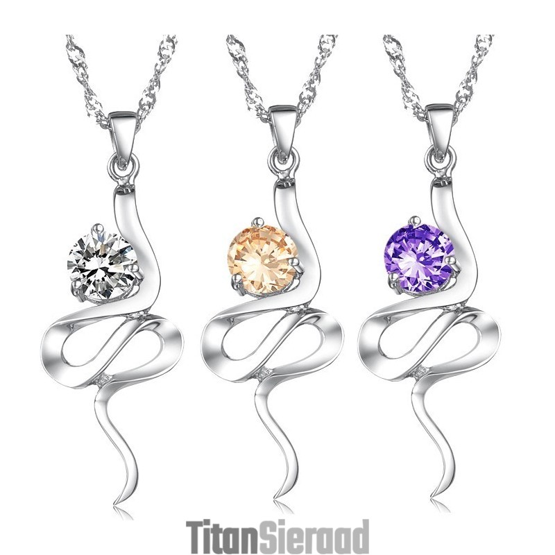 Betrouwbare Reputatie Vrouwelijke Paarse Platina Titanium Ketting Met Strass
