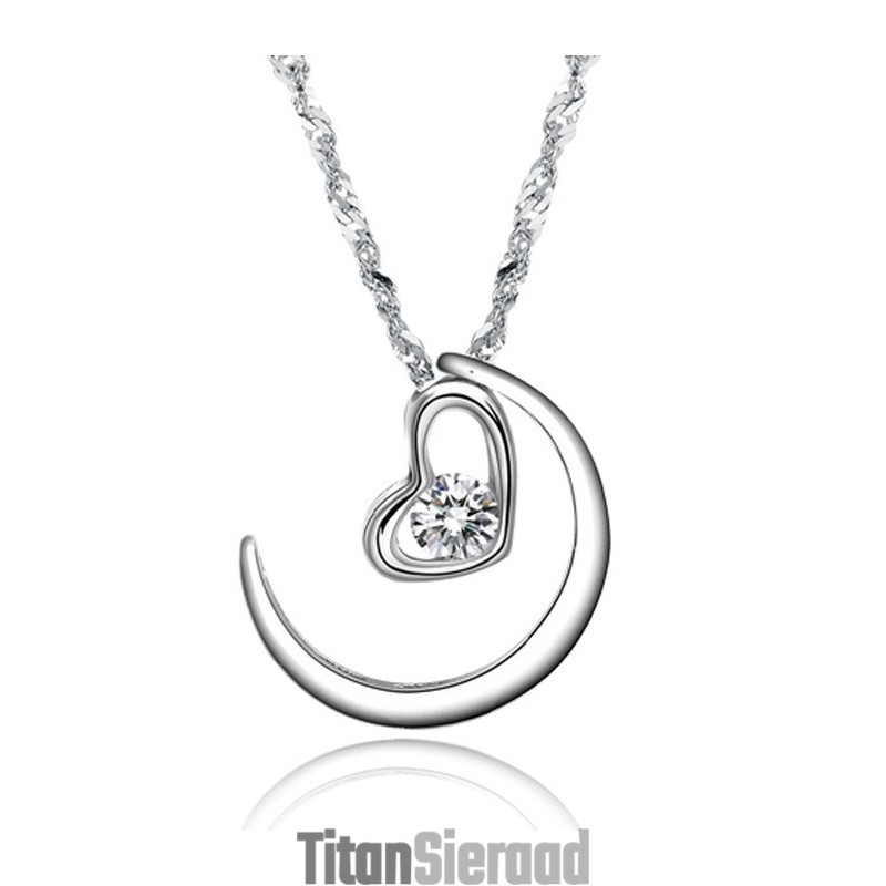 Compleet In Specificaties: Dames Platina Plating Titanium Ketting Met Strass