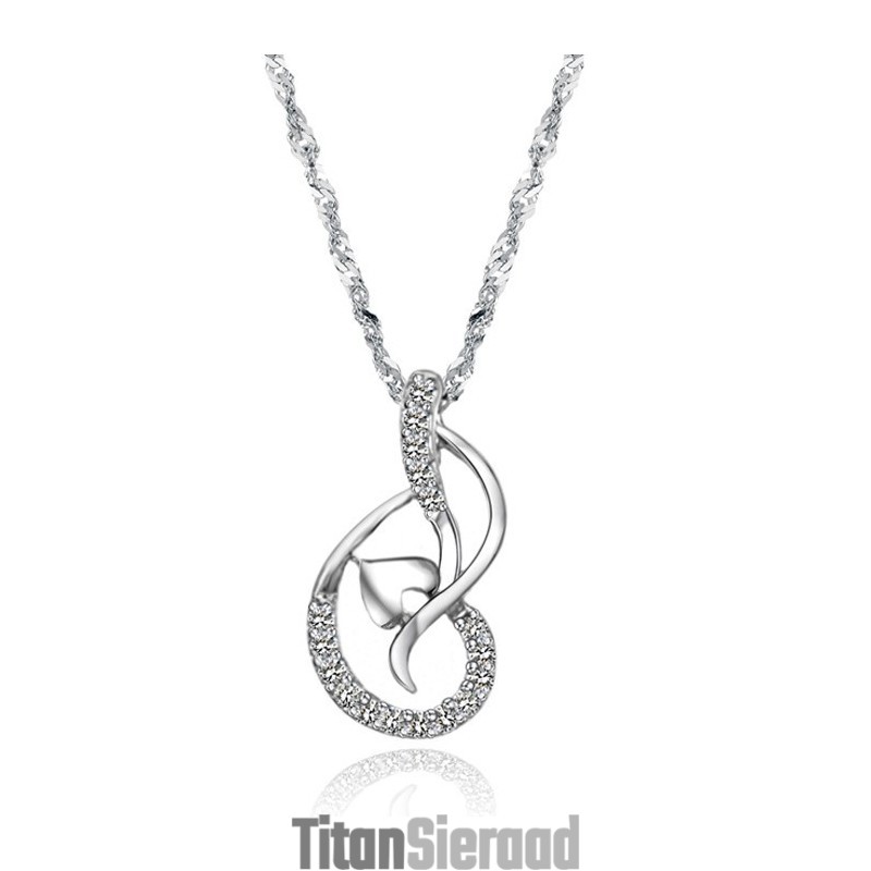 Hoogwaardige Dames Platina Titanium Ketting Met Strass Hoogwaardige Dames Platina Titanium Ketting Met Strass