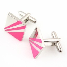 Mode Rose Rode Titanium Vierkante Manchetknopen