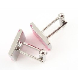 Mode Rose Rode Titanium Vierkante Manchetknopen