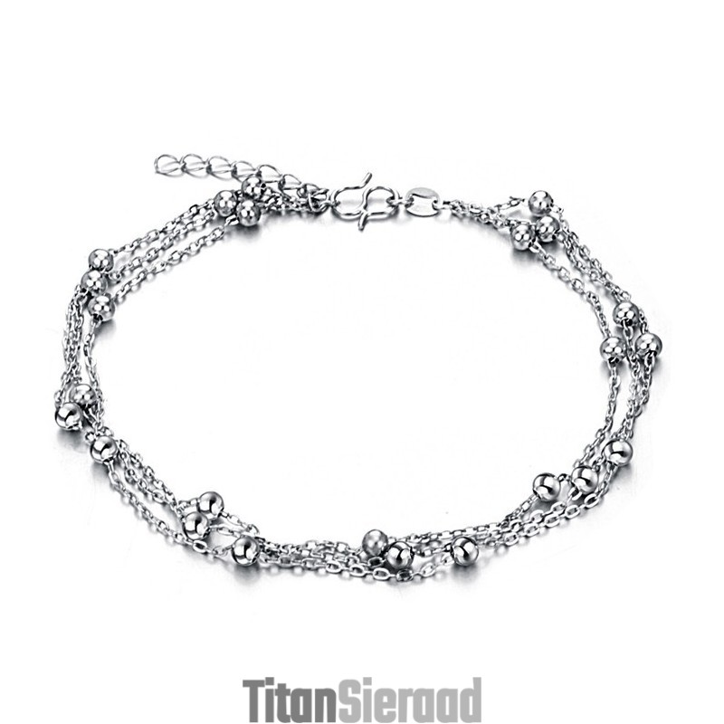 Breed Scala Aan Vrouwelijke Platina Geplateerde Titanium Enkelbandjes Breed Scala Aan Vrouwelijke Platina Geplateerde Titanium Enkelbandjes
