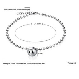 Betrouwbare Kwaliteit Vrouwelijke Platina Geplateerde Titanium Enkelband