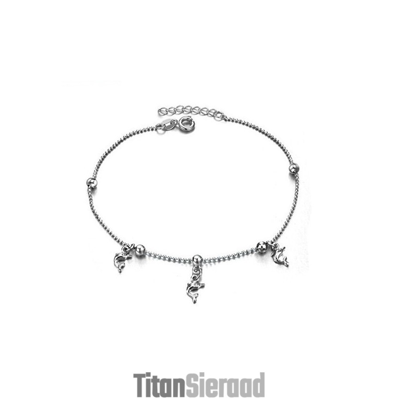 Hoogwaardige Vrouwelijke Dolfijnvormige Platina Titanium Enkelband Hoogwaardige Vrouwelijke Dolfijnvormige Platina Titanium Enkelband