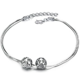 Compleet In Specificaties Vrouwelijke Holle Bolvorm Platina Geplateerde Titanium Enkelband