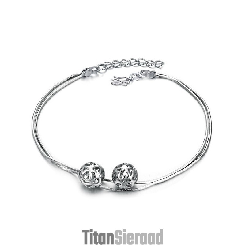 Compleet In Specificaties Vrouwelijke Holle Bolvorm Platina Geplateerde Titanium Enkelband Compleet In Specificaties Vrouwelijke Holle Bolvorm Platina Geplateerde Titanium Enkelband