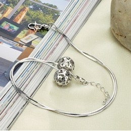 Compleet In Specificaties Vrouwelijke Holle Bolvorm Platina Geplateerde Titanium Enkelband
