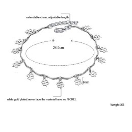 Kwaliteit En Kwantiteit Gegarandeerde Vrouwelijke Klavervorm Platina Plating Titanium Enkelband
