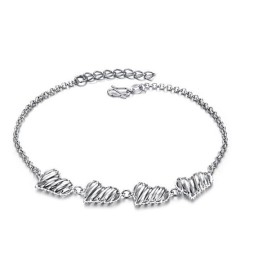 Uitstekende Kwaliteit Vrouwelijke Holle Sweetheart Platina Geplateerde Titanium Enkelband
