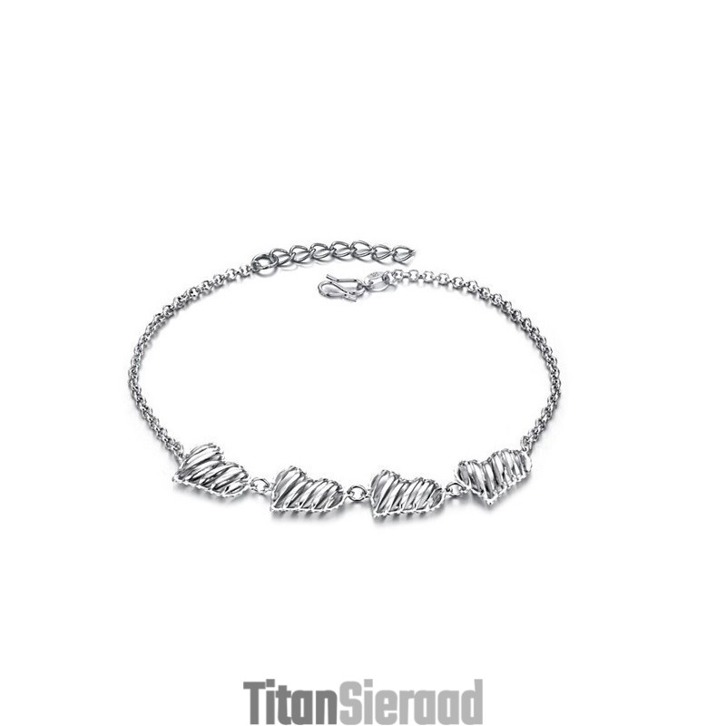 Uitstekende Kwaliteit Vrouwelijke Holle Sweetheart Platina Geplateerde Titanium Enkelband Uitstekende Kwaliteit Vrouwelijke Holle Sweetheart Platina Geplateerde Titanium Enkelband