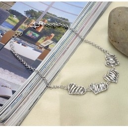 Uitstekende Kwaliteit Vrouwelijke Holle Sweetheart Platina Geplateerde Titanium Enkelband