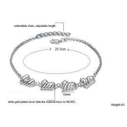 Uitstekende Kwaliteit Vrouwelijke Holle Sweetheart Platina Geplateerde Titanium Enkelband
