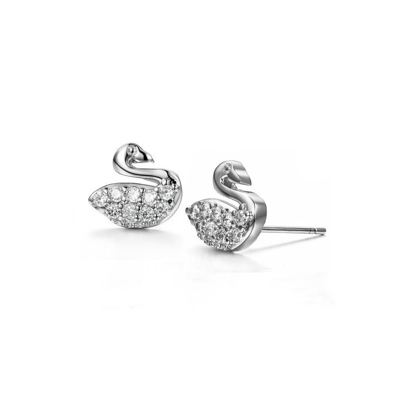 Duurzame, In Gebruik Zijnde, Vrouwelijke Zwaanvormige Platina Titanium Oorbellen Met Diamant Duurzame, In Gebruik Zijnde, Vrouwelijke Zwaanvormige Platina Titanium Oorbellen Met Diamant