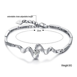 Breed Scala Aan Klassieke Platina-Geplateerde Titanium Armbanden Voor Dames Met Strass