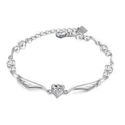 Hoogwaardige Dames Platina Titanium Armband Met Strass
