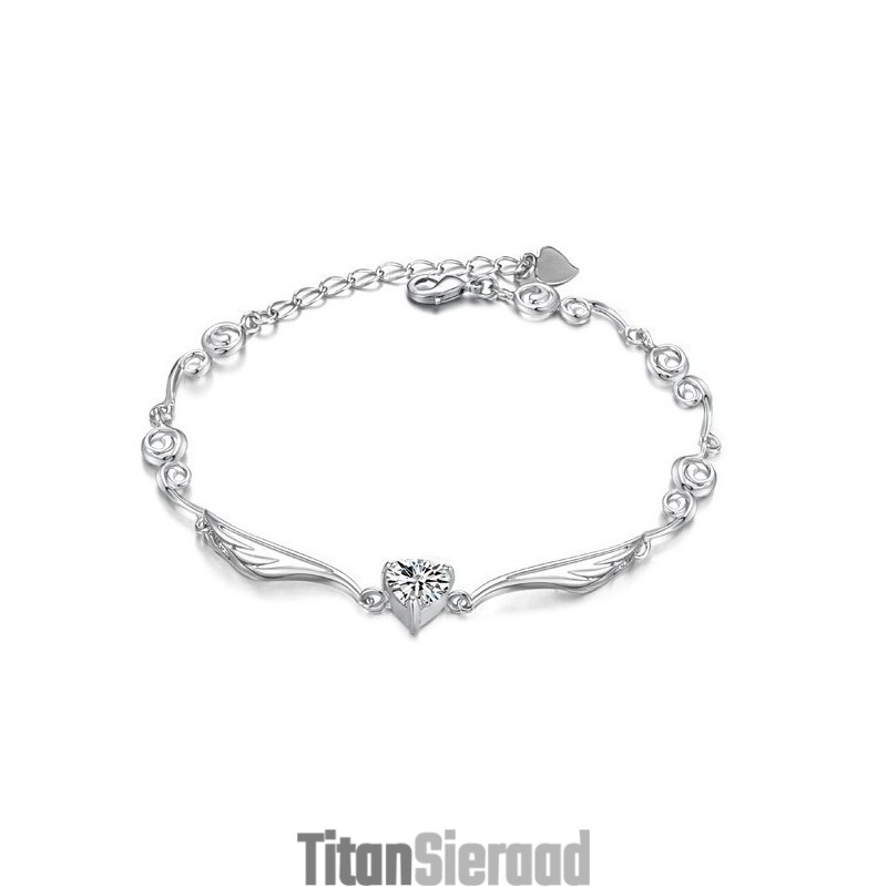 Hoogwaardige Dames Platina Titanium Armband Met Strass