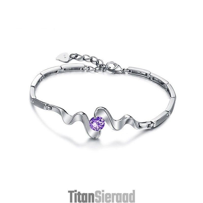 Hoogwaardige Damesarmband Van Paars Platina Titanium Met Diamant Hoogwaardige Damesarmband Van Paars Platina Titanium Met Diamant