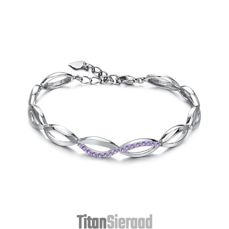 Volledig In Specificaties: Vrouwelijke Platina Plating Titanium Armband Met Diamant