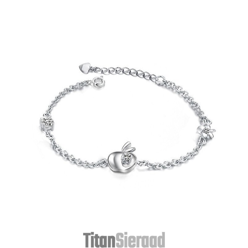 Breed Scala Aan Vrouwelijke Appelvormige Platina Titanium Armband Met Diamant