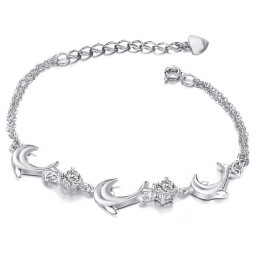 Hoogwaardige Vrouwelijke Dolfijnvormige Platina Titanium Armband