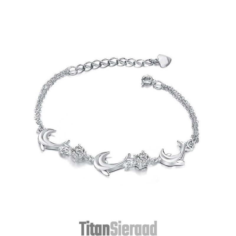 Hoogwaardige Vrouwelijke Dolfijnvormige Platina Titanium Armband Hoogwaardige Vrouwelijke Dolfijnvormige Platina Titanium Armband