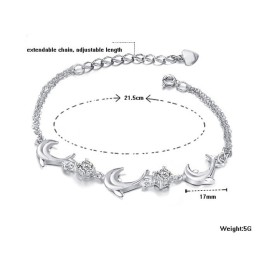 Kwaliteit En Kwantiteit Gegarandeerd. Vrouwelijke Dolfijnvorm Platina Titanium Armband Met Kristal.