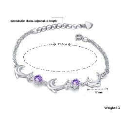 Kwaliteit En Kwantiteit Gegarandeerd. Vrouwelijke Dolfijnvorm Platina Titanium Armband Met Kristal.