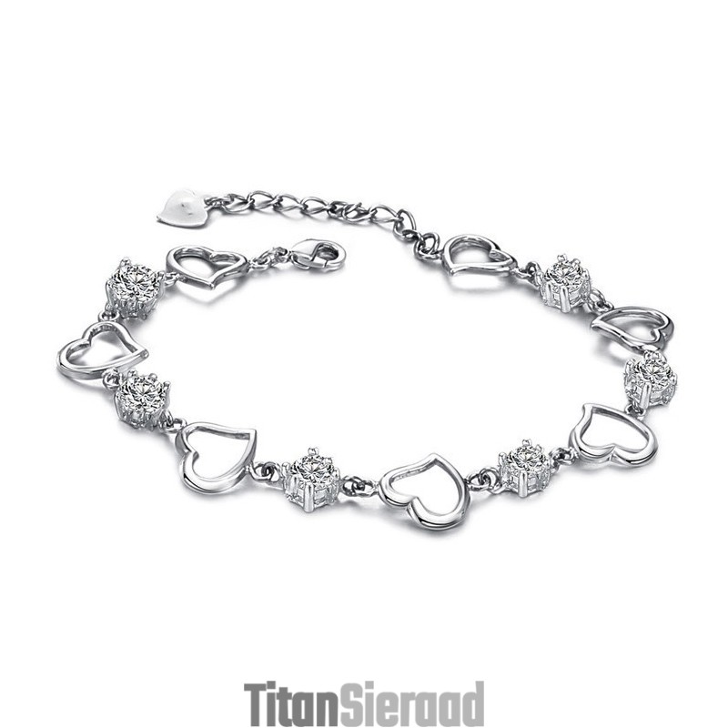 Hoogwaardige Damesarmband Met Platina Plating En Diamant Van Titanium Hoogwaardige Damesarmband Met Platina Plating En Diamant Van Titanium