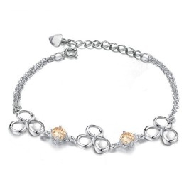 Hoogwaardige Dames Platina Titanium Armband Met Paarse Kristal