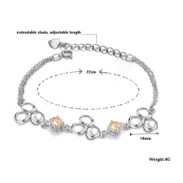 Hoogwaardige Dames Platina Titanium Armband Met Paarse Kristal