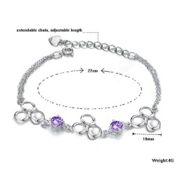 Hoogwaardige Dames Platina Titanium Armband Met Paarse Kristal