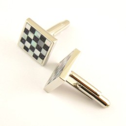 Manchetknopen Met Titanium Zwart-Wit Paneel
