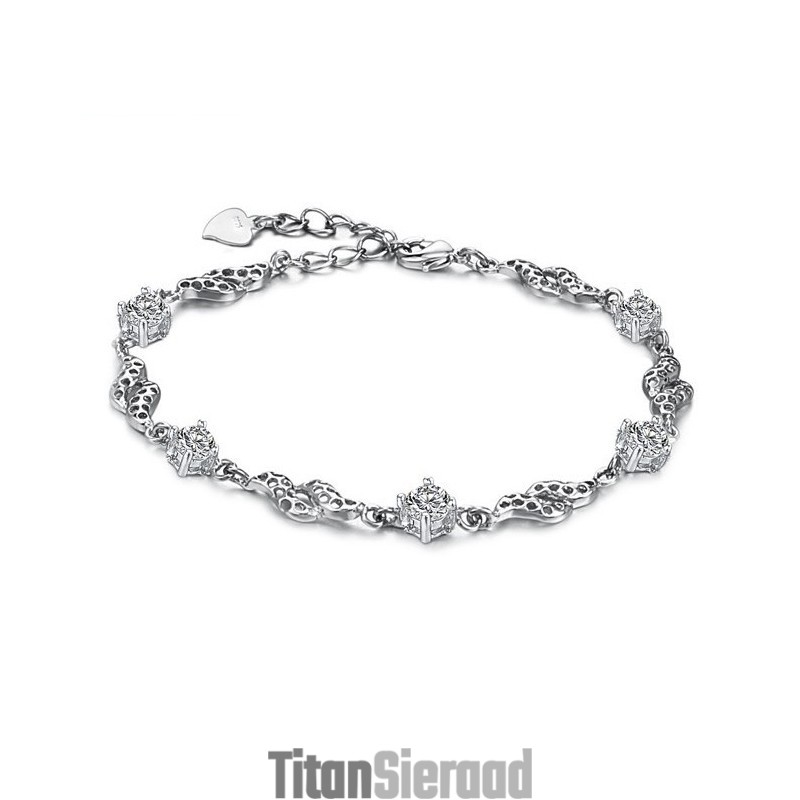 Vrouwelijke Holle Titanium Armband Van Superieure Kwaliteit Met Strass