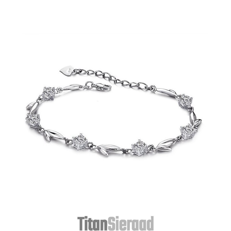 Bekend Om Zijn Hoogwaardige, Vrouwelijke Bladvormige Platina Titanium Armband Met Strass