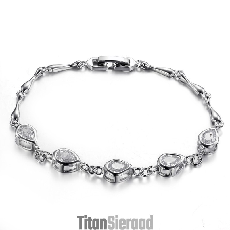 Hoogwaardige Dames Titanium Armband Met Diamant