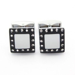 Manchetknopen Van Titanium En Zwart Ip-Geplateerd Met Diamanten