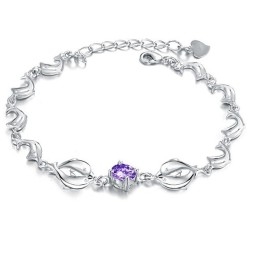 Duurzame, In Gebruik Zijnde, Vrouwelijke Dolfijnvormige Platina Titanium Armband Met Diamant